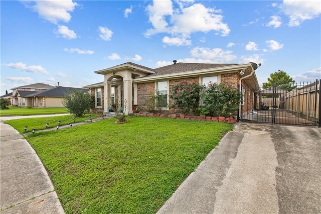 11276 Fernley Dr, New Orleans, LA 70128 - view of front facade with a gate, brick siding, and concrete driveway