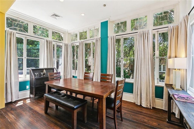 1633 Dufossat St, New Orleans, LA 70115 - sunroom with french doors, wood-type flooring, plenty of natural light, ornamental molding, and recessed lighting