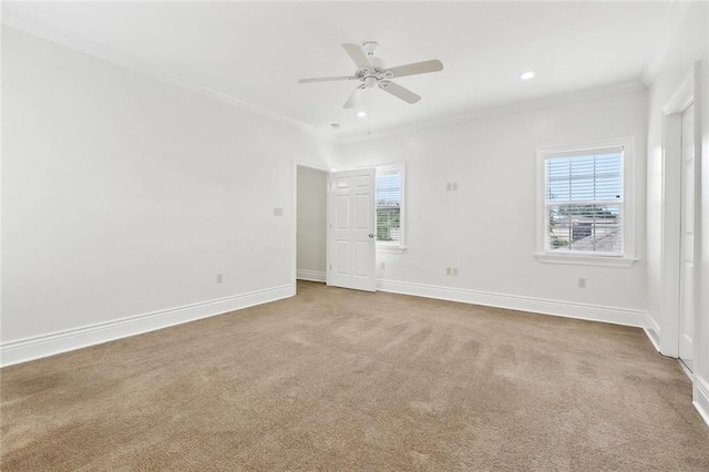 3316 Calhoun St, New Orleans, LA 70125 - carpeted empty room with ornamental molding, plenty of natural light, a ceiling fan, baseboards, and recessed lighting