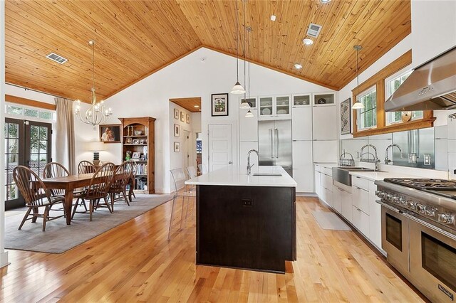 602 Jefferson Ave, New Orleans, LA 70115 - kitchen with high quality appliances, light countertops, a sink, white cabinets, and wooden ceiling