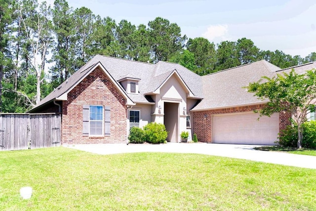 43357 Quiet Lake Dr, Hammond, LA 70403 - view of front of home featuring brick siding, a garage, driveway, a shingled roof, and stucco siding