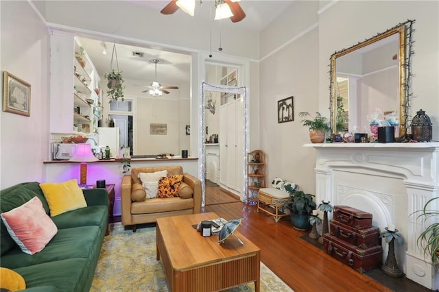 921-23 Hagan Ave, New Orleans, LA 70119 - living room with a ceiling fan and wood finished floors