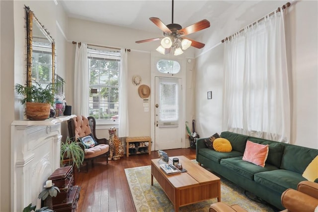 921-23 Hagan Ave, New Orleans, LA 70119 - living area featuring wood-type flooring and ceiling fan
