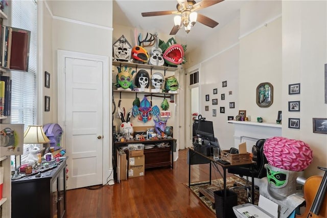 921-23 Hagan Ave, New Orleans, LA 70119 - office space featuring ceiling fan and dark wood-type flooring