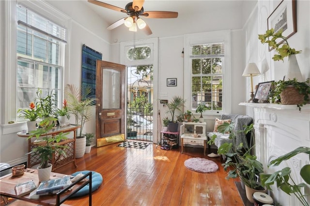 921-23 Hagan Ave, New Orleans, LA 70119 - sitting room with hardwood / wood-style floors, ceiling fan, and healthy amount of natural light