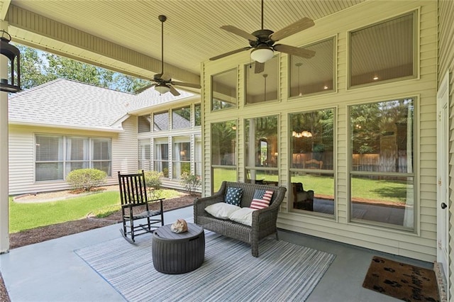 1132 Scarlet Oak Ln, Mandeville, LA 70448 - sunroom / solarium featuring a ceiling fan