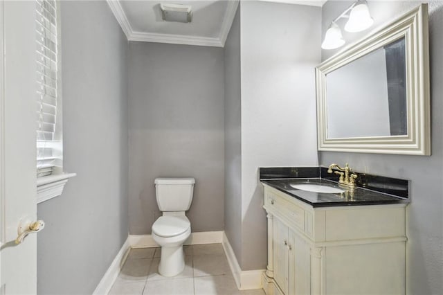 200 Pike Dr, Gretna, LA 70053 - bathroom with toilet, crown molding, vanity, baseboards, and tile patterned flooring