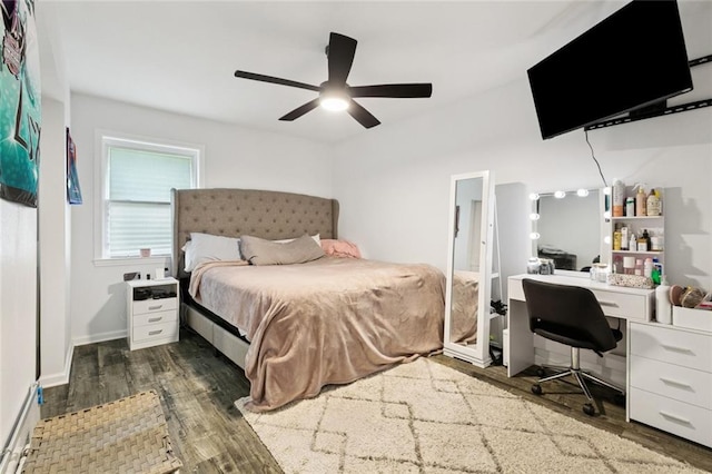 6200 Leslie St, Metairie, LA 70003 - bedroom featuring a desk, wood finished floors, ceiling fan, and baseboards