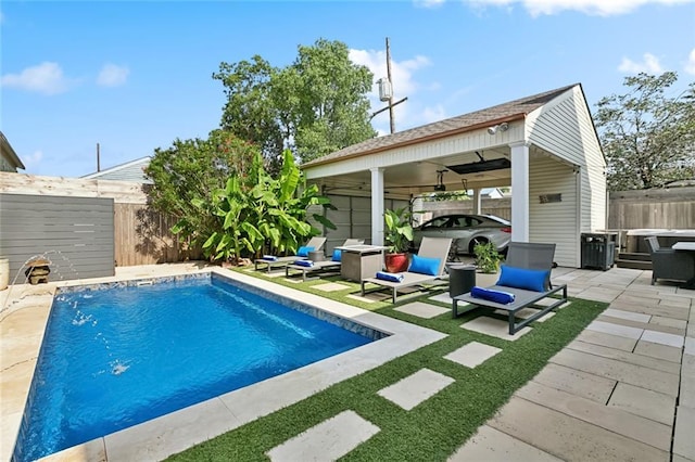 6838 Catina St, New Orleans, LA 70124 - view of pool featuring a fenced backyard, a patio area, and an outdoor hangout area
