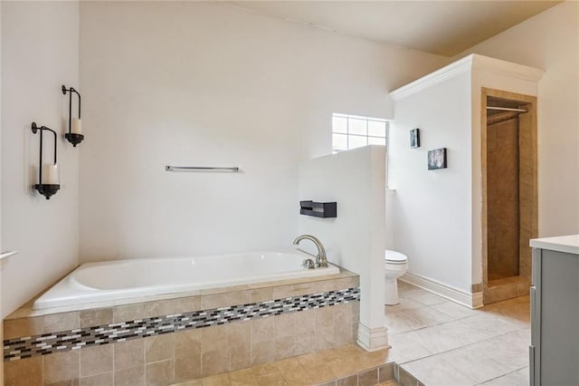 4232 Cadiz St, New Orleans, LA 70125 - full bath featuring a garden tub, tile patterned floors, vanity, and a shower
