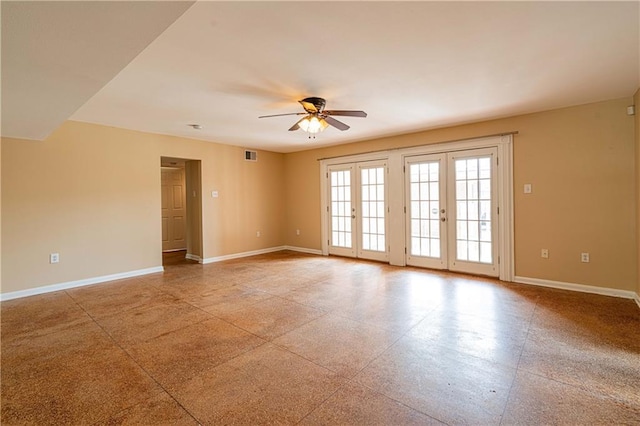 966-968 Allen Toussaint Blvd, New Orleans, LA 70124 - spare room featuring baseboards, ceiling fan, and french doors