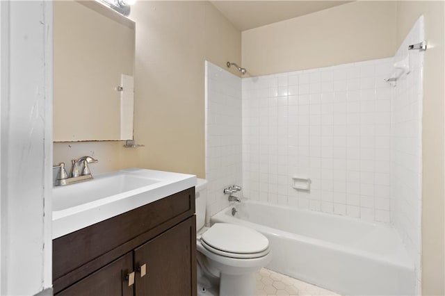 2713 Independence St, Metairie, LA 70006 - bathroom with vanity, tub / shower combination, toilet, and tile patterned floors