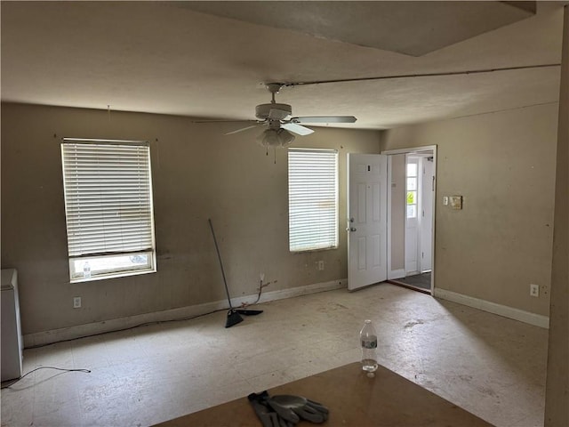 2713 Independence St, Metairie, LA 70006 - foyer with ceiling fan and baseboards