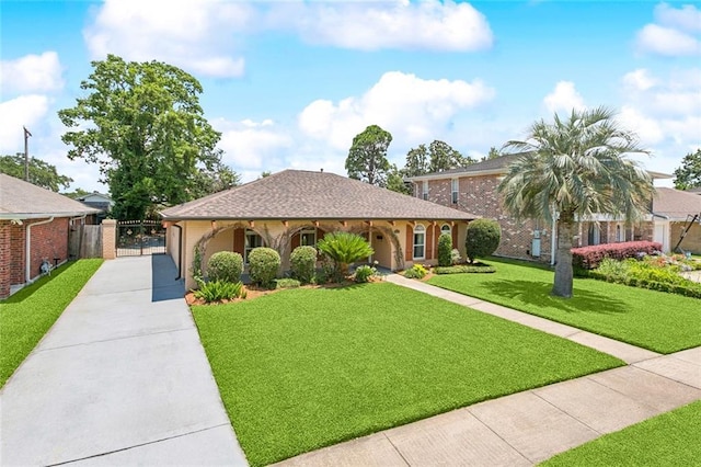 4517 Bissonet Dr, Metairie, LA 70003 - ranch-style home with driveway, a gate, and brick siding