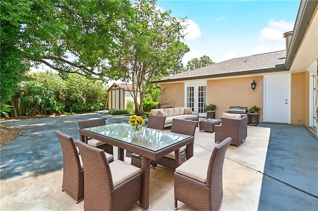 4517 Bissonet Dr, Metairie, LA 70003 - view of patio with outdoor lounge area, french doors, and outdoor dining space