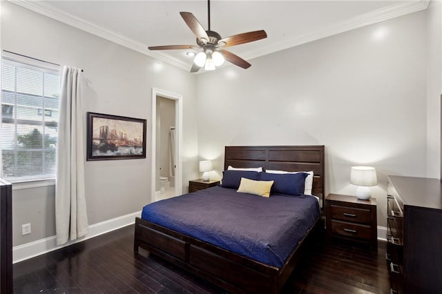 3445 Magnolia St, New Orleans, LA 70115 - bedroom with baseboards, dark wood finished floors, multiple windows, and ornamental molding