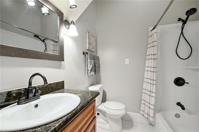 3445 Magnolia St, New Orleans, LA 70115 - bathroom with shower / bath combo, vanity, toilet, and tile patterned floors