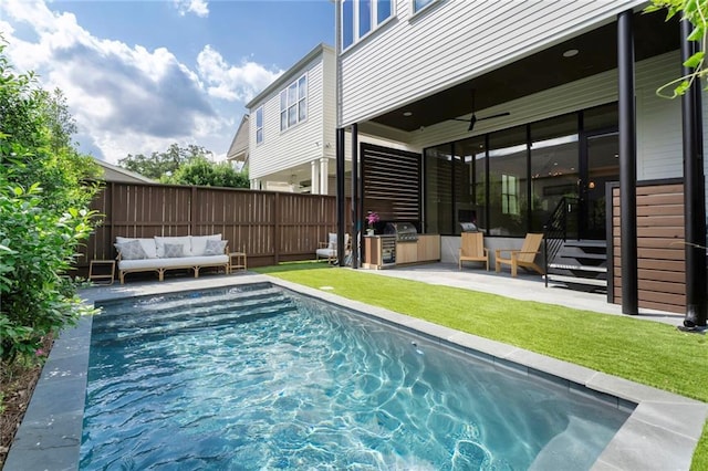 7104 Coliseum St, New Orleans, LA 70118 - view of swimming pool featuring a patio area, area for grilling, and an outdoor living space