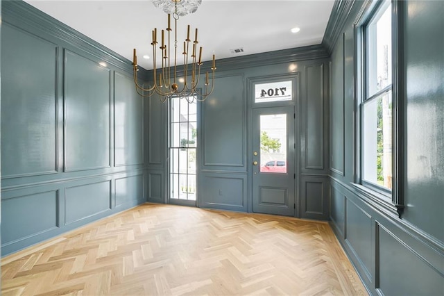 7104 Coliseum St, New Orleans, LA 70118 - unfurnished dining area featuring a decorative wall, a chandelier, and recessed lighting