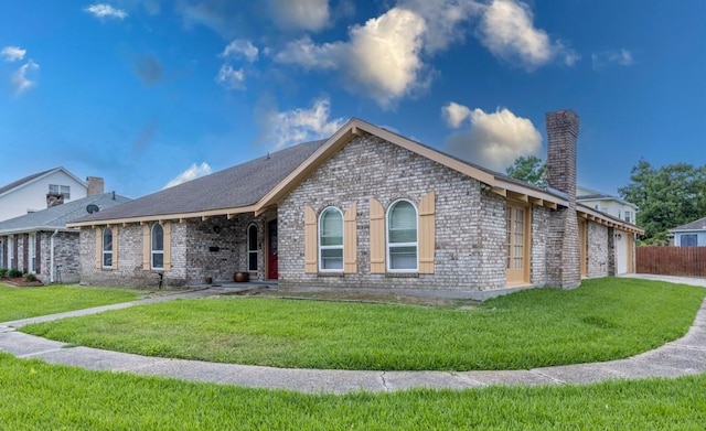 3701 Red Cypress Dr, New Orleans, LA 70131 - ranch-style home featuring brick siding, a chimney, and a front yard