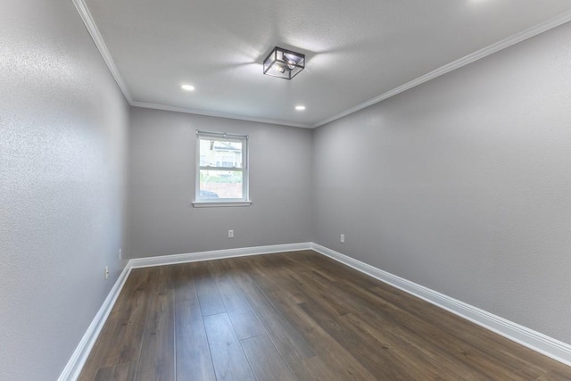 3701 Red Cypress Dr, New Orleans, LA 70131 - unfurnished room with dark wood-type flooring, baseboards, ornamental molding, and recessed lighting