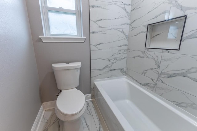 3701 Red Cypress Dr, New Orleans, LA 70131 - full bath featuring marble look tile flooring, toilet, and baseboards