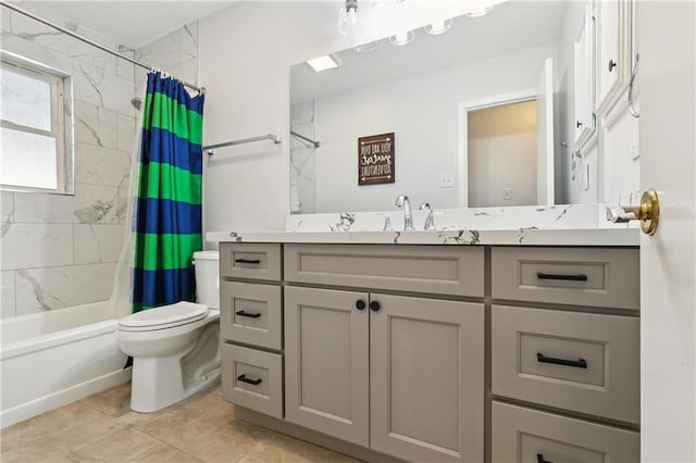 4060 S Windmere St, Harvey, LA 70058 - full bath with vanity, toilet, shower / bath combination with curtain, and tile patterned flooring
