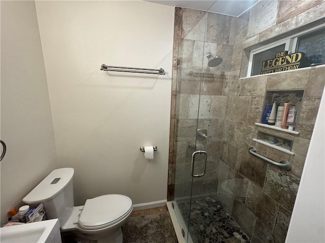 6035-37 Colbert St, New Orleans, LA 70124 - full bathroom featuring toilet, a shower stall, and baseboards