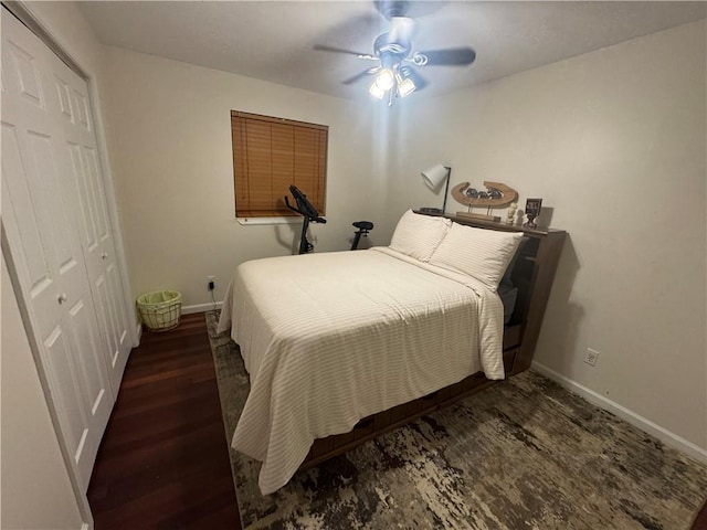 6035-37 Colbert St, New Orleans, LA 70124 - bedroom featuring wood finished floors, ceiling fan, baseboards, and a closet