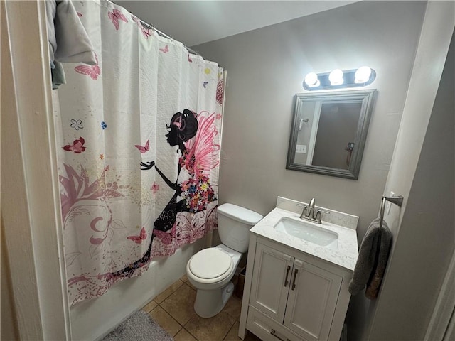6035-37 Colbert St, New Orleans, LA 70124 - full bath with toilet, tile patterned flooring, vanity, and shower / tub combo with curtain