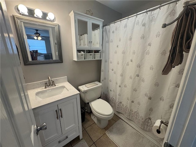 6035-37 Colbert St, New Orleans, LA 70124 - full bath featuring toilet, tile patterned floors, vanity, and curtained shower