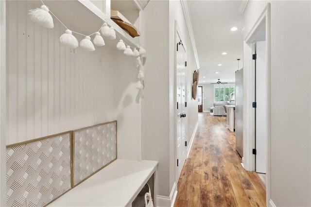 139 Abita Oaks Loop, Abita Springs, LA 70420 - mudroom with light wood finished floors, recessed lighting, and baseboards