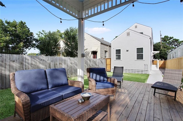 637 S Dupre St, New Orleans, LA 70119 - deck featuring an outdoor hangout area and a fenced backyard