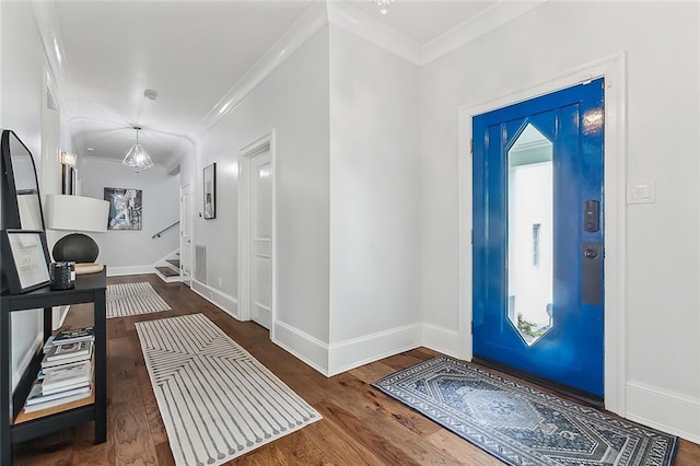 3 Fairview Ct, Metairie, LA 70005 - entrance foyer with wood finished floors, crown molding, baseboards, and stairs