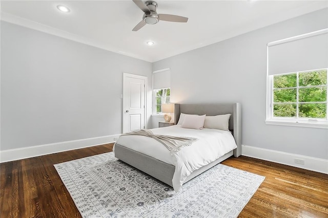 3 Fairview Ct, Metairie, LA 70005 - bedroom with multiple windows, baseboards, wood finished floors, and recessed lighting