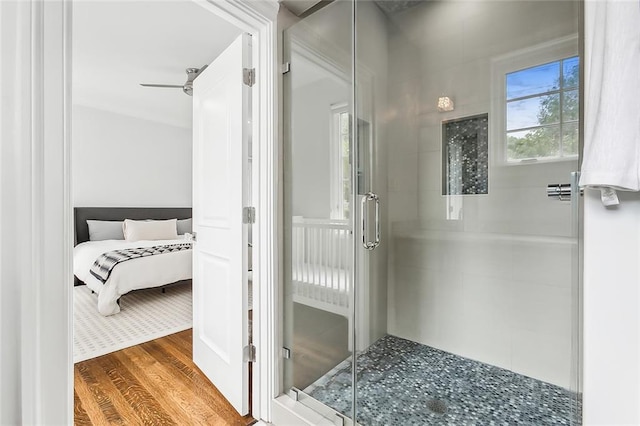 3 Fairview Ct, Metairie, LA 70005 - ensuite bathroom featuring a shower stall and wood finished floors