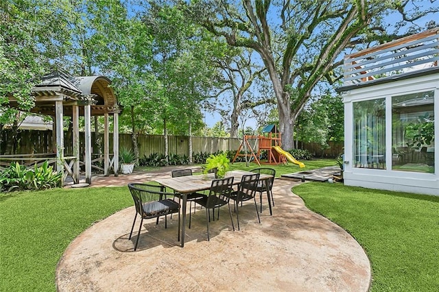 3 Fairview Ct, Metairie, LA 70005 - view of patio / terrace featuring a playground and outdoor dining space