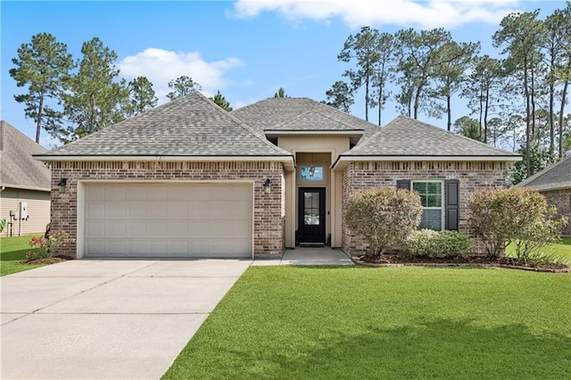 724 Fairfield Loop, Slidell, LA 70458 - view of front of property featuring brick siding, roof with shingles, an attached garage, and a front yard