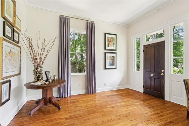 505 W 14th Ave, Covington, LA 70433 - foyer entrance with light wood-type flooring, healthy amount of natural light, baseboards, and ornamental molding