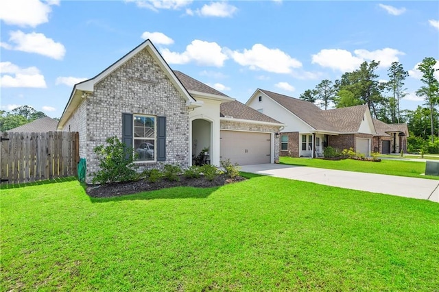 22039 Giselle Dr, Mandeville, LA 70471 - view of front of property featuring an attached garage, concrete driveway, and brick siding