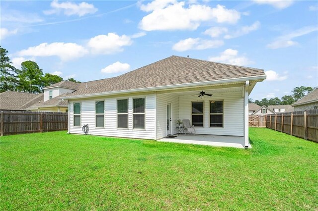 22039 Giselle Dr, Mandeville, LA 70471 - rear view of property with ceiling fan, a patio area, and roof with shingles