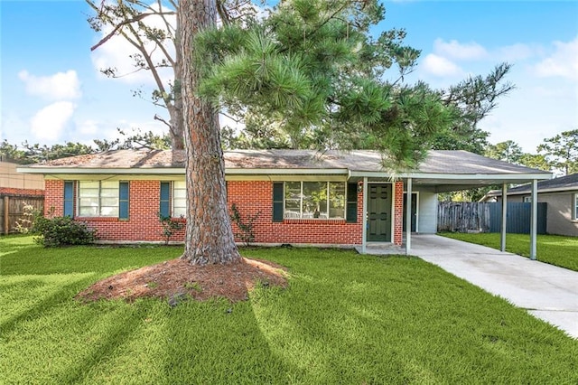 106 Walnut St, Mandeville, LA 70471 - ranch-style home featuring driveway, brick siding, and an attached carport