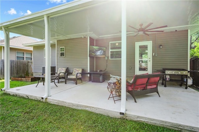 1951 Beth Dr, Slidell, LA 70458 - view of patio / terrace with outdoor lounge area, ceiling fan, and area for grilling