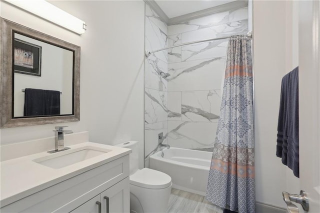 1908 Alexander Ave, Arabi, LA 70032 - bathroom featuring vanity, toilet, and shower / bathtub combination with curtain