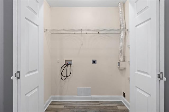 39311 Okefenokee Rd, Pearl River, LA 70452 - laundry area featuring hookup for an electric dryer, washer hookup, dark wood-type flooring, and baseboards