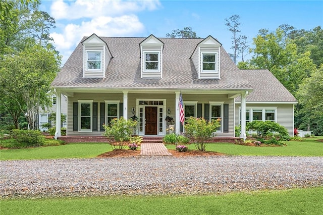 42532 S Range Rd, Hammond, LA 70403 - cape cod house with covered porch, a front yard, and a shingled roof