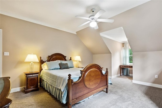 42532 S Range Rd, Hammond, LA 70403 - carpeted bedroom with baseboards, vaulted ceiling, and ceiling fan