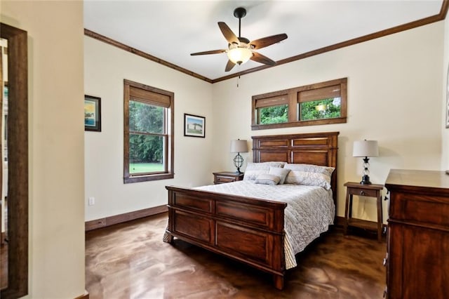 42532 S Range Rd, Hammond, LA 70403 - bedroom featuring baseboards, crown molding, and ceiling fan