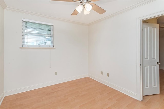 2904 Lloyds Ave, Chalmette, LA 70043 - empty room with light wood-type flooring, a ceiling fan, crown molding, and baseboards