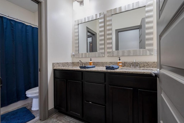 136 Oak Leaf Dr, Slidell, LA 70461 - full bathroom with toilet, double vanity, and curtained shower
